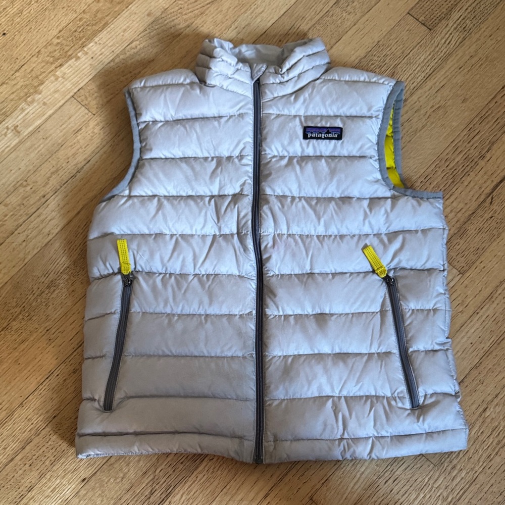 Patagonia Kids Puffer Vest - Gray with Yellow Accents